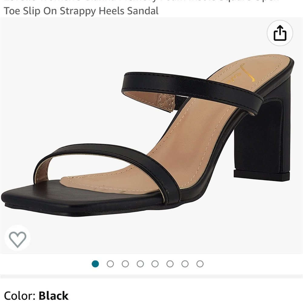 Women's Gianna Memory Foam Insole Square Open Toe Slip On Strappy Heels Sandal